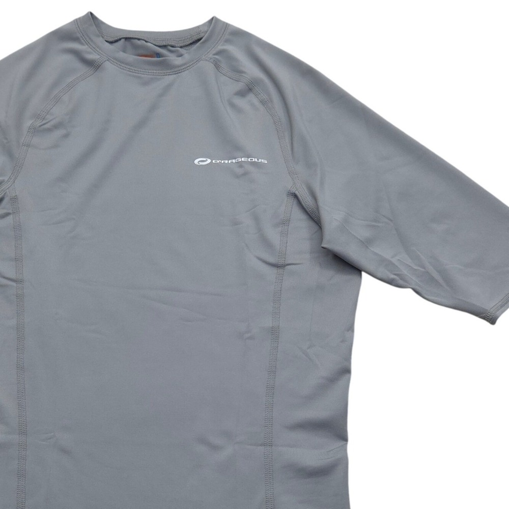 O'Rageous Rash Guard Swim Shirt Short Sleeve UPF Sun Protection Gray‎ Mens Small